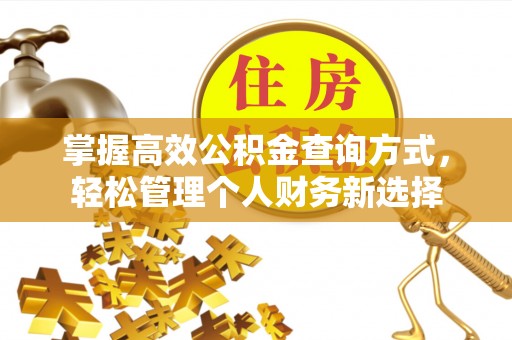 平江掌握高效公积金查询方式，轻松管理个人财务新选择